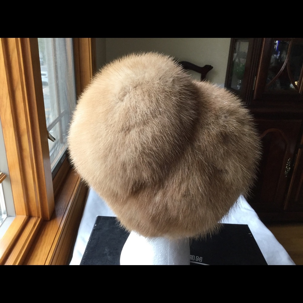 Vintage MINK Fur Hat Light Mink S 22”